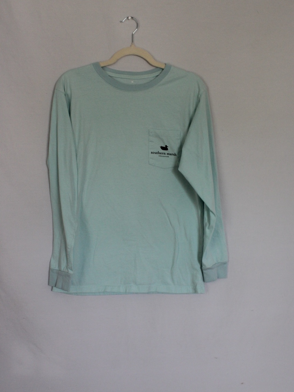 Southern Marsh Unisex Long-Sleeve Pocket Tee in Aqua Mint